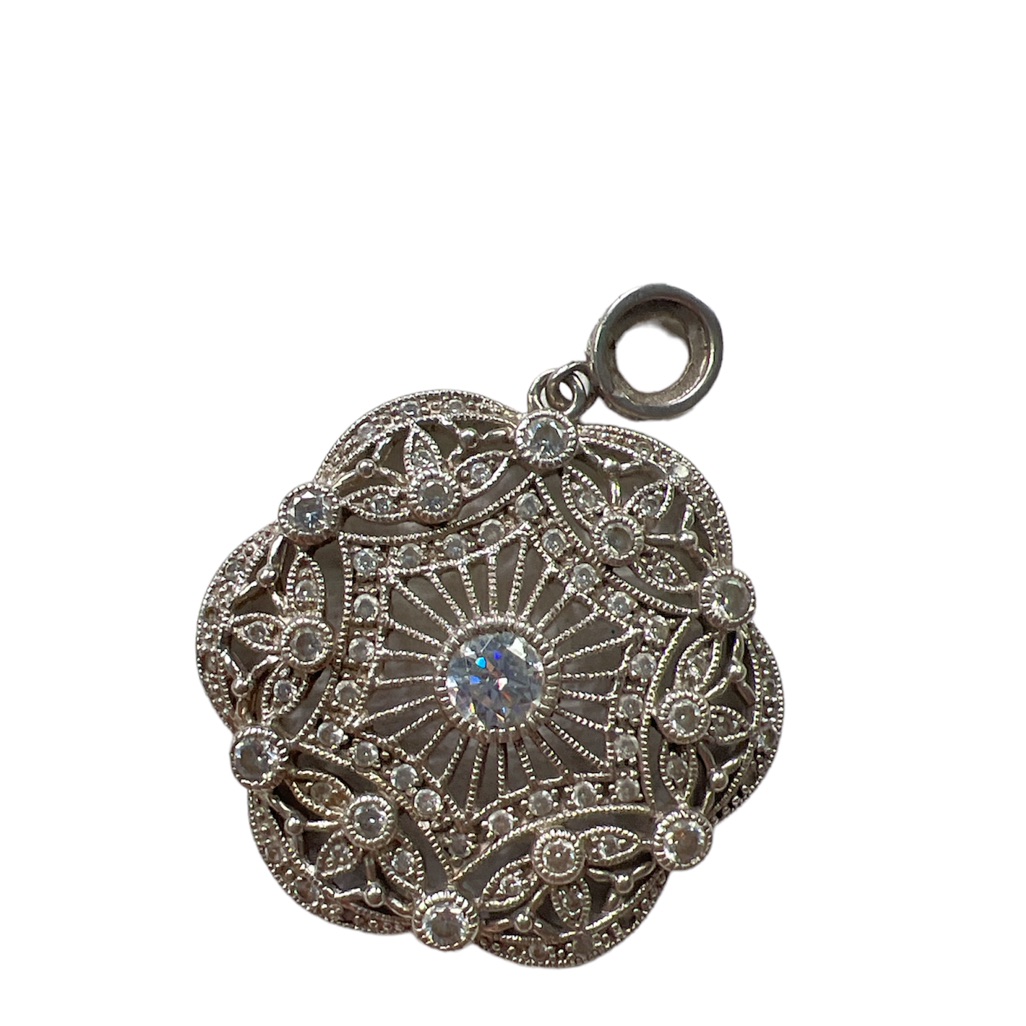 Joseph Esposito Cubic Zirconia Vintage Pendant Art Nouveau Sterling Silver Jewel